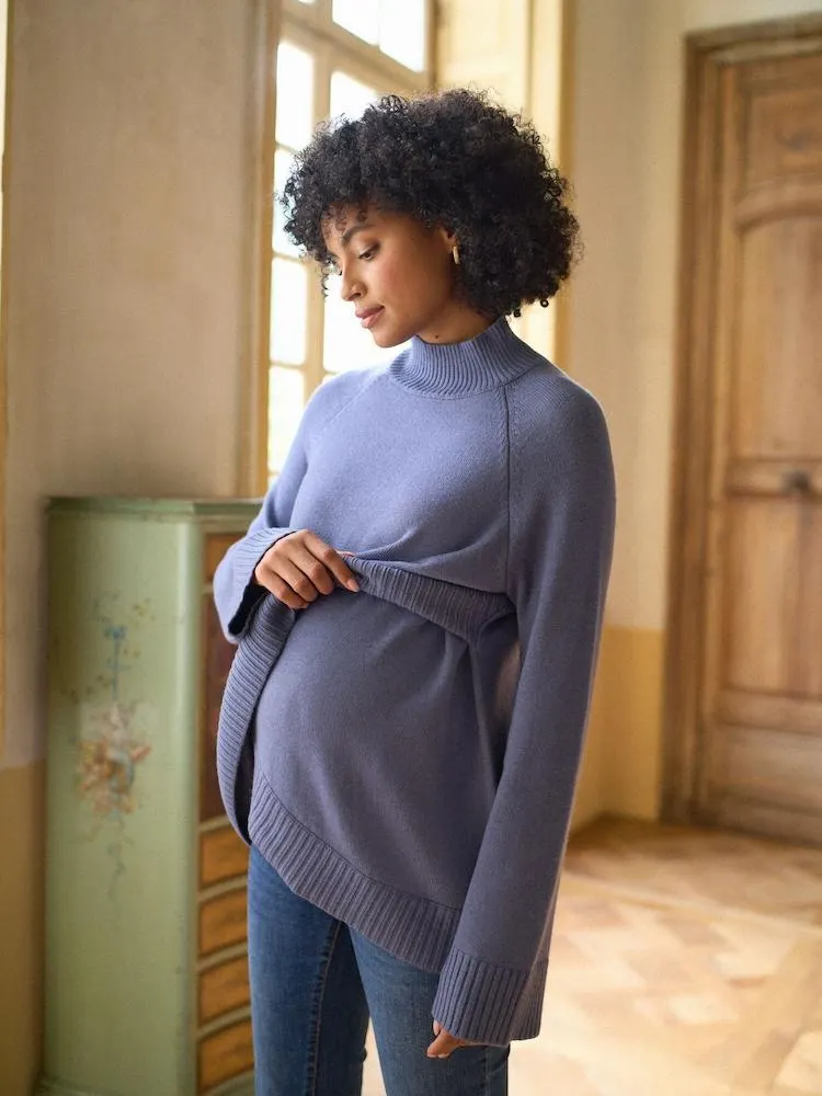 Blau - Seraphine Premium-Rollkragenpullover aus Kaschmirmischung, Umstands- & Stillmode