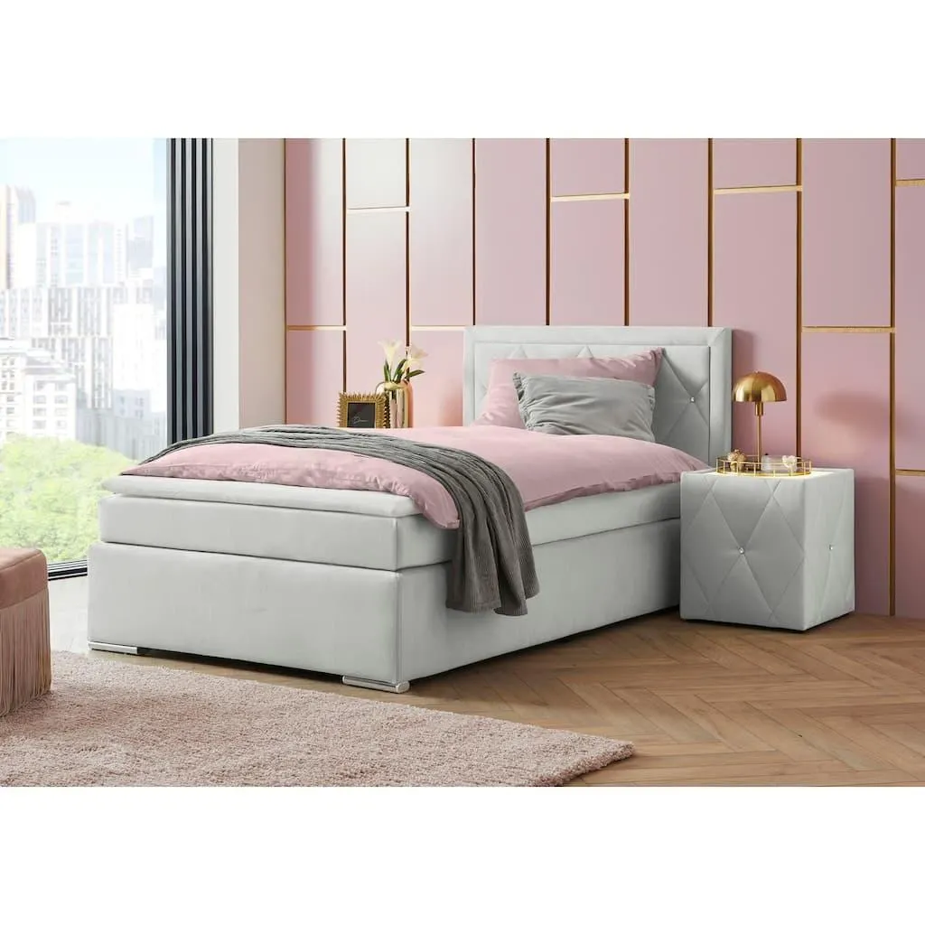 Leonique Boxbett »Alfie, Bestseller, wahlweise mit Bettkasten« mit Straßsteinen im Kopfteil, H2, H3 und H4 wählbar