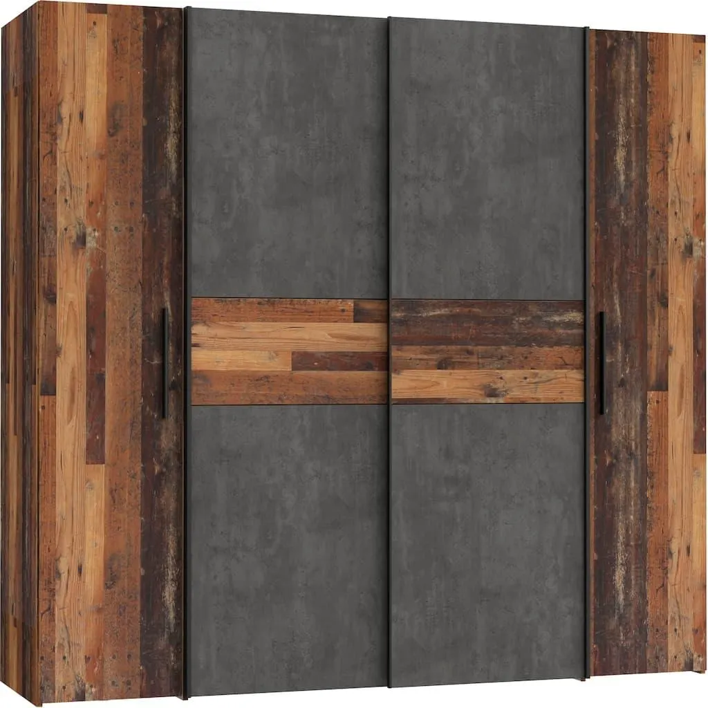 FORTE Kleiderschrank »Kalixtus, Made in Europe« B/H/T ca. 200x190x60 cm, 2 Schiebetüren, 2 Drehtüren, 8 Einlegeböden, Kombination aus Dreh- und Schwebetüren, mehrere Farben