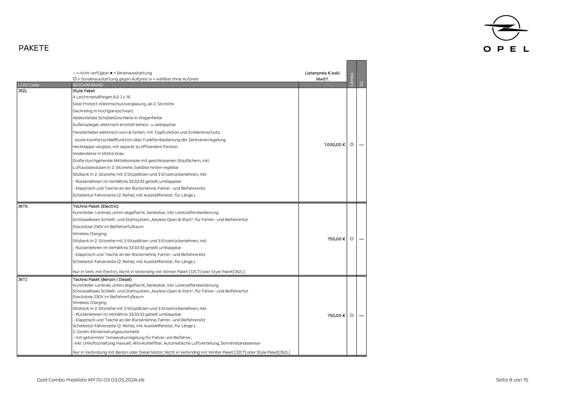 Opel Combo Flugblatt von 16. Mai bis 15. Mai 2025 - Flugblätt seite 8