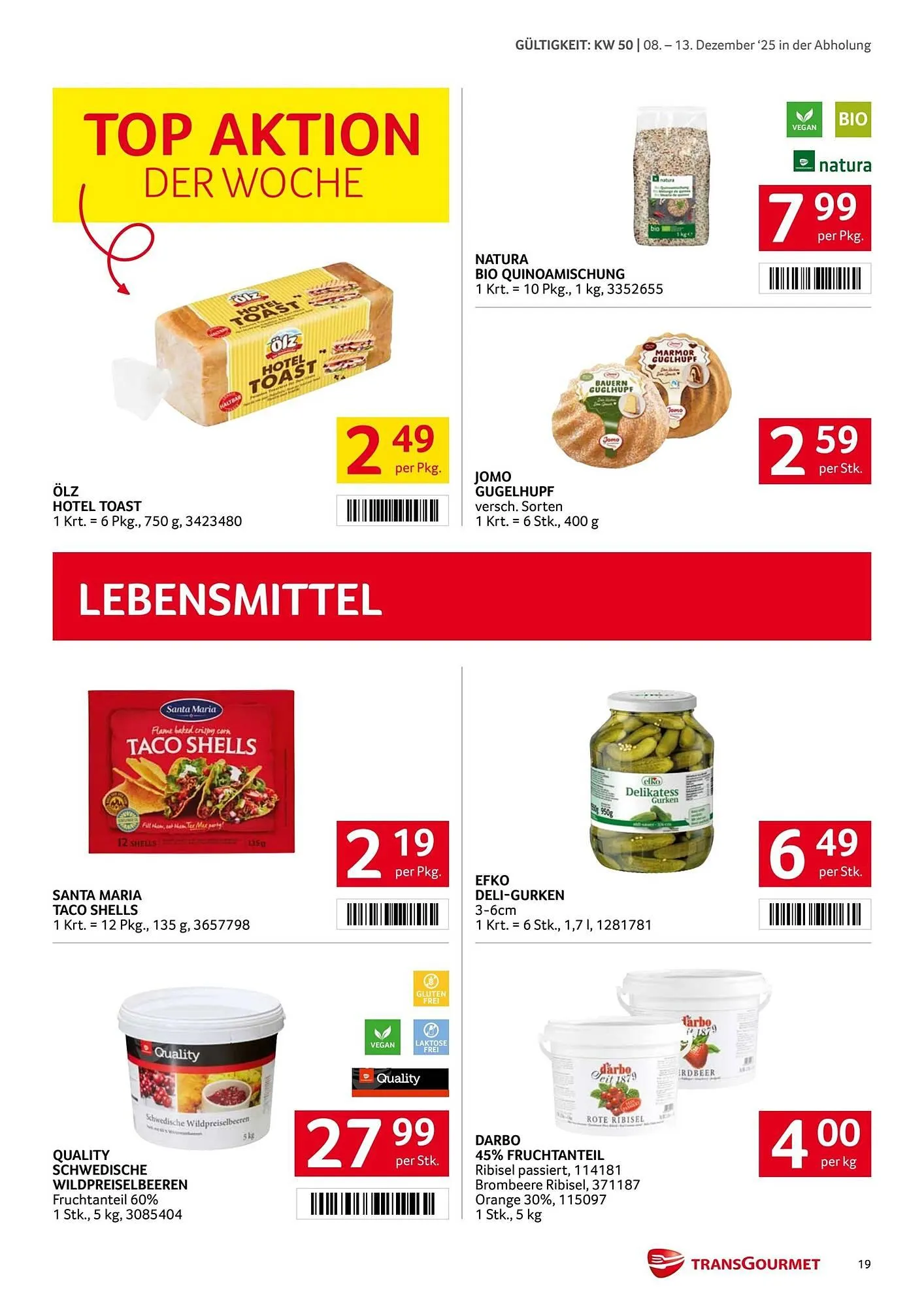 Transgourmet Flugblatt von 8. Dezember bis 14. Dezember 2025 - Flugblätt seite  19