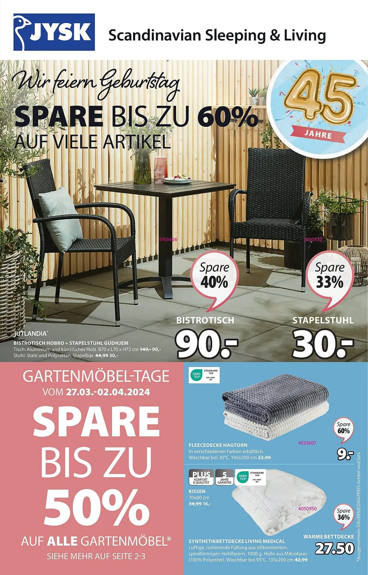 JYSK Flugblatt von 20. März bis 28. April 2024 - Flugblätt seite  