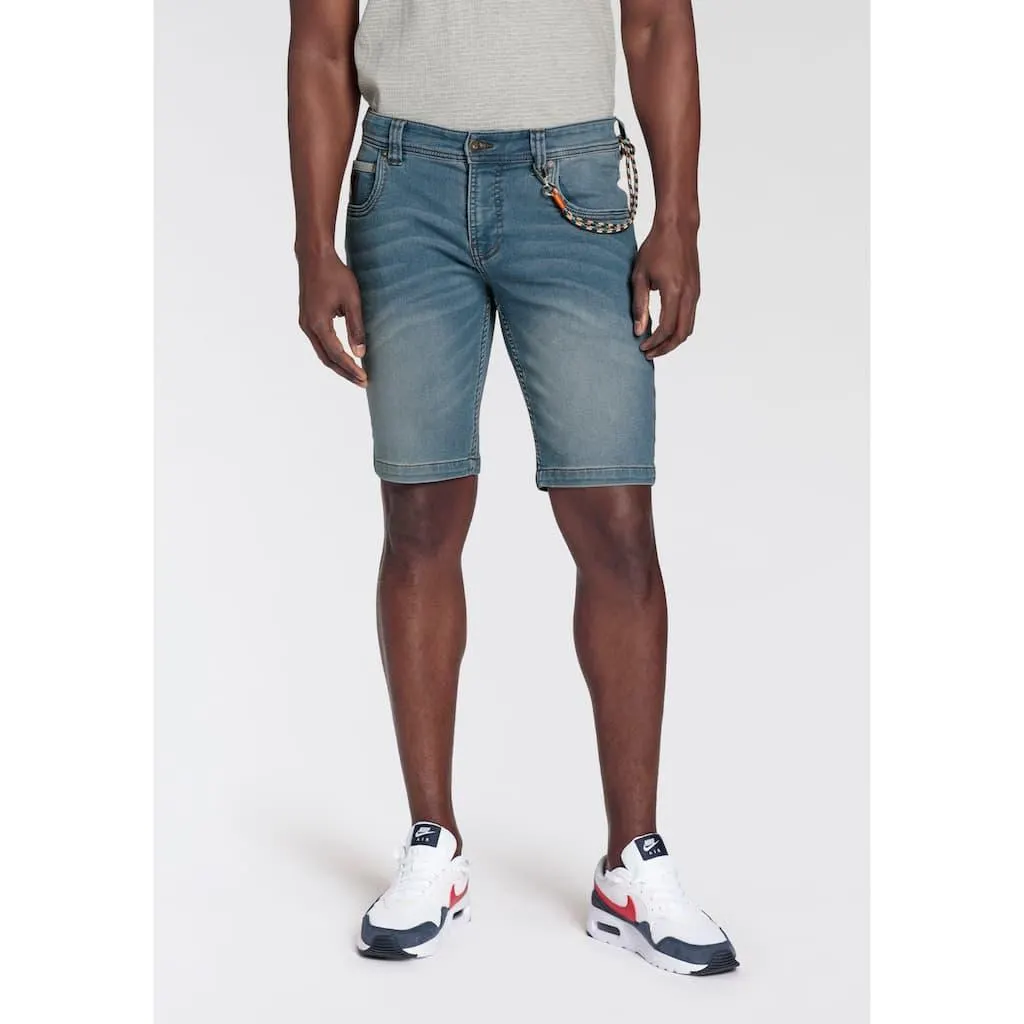 Bruno Banani Jeansshorts Set, mit Band, 2 tlg. bequemer Sitz, gerade Beinform, mit praktischen Taschen