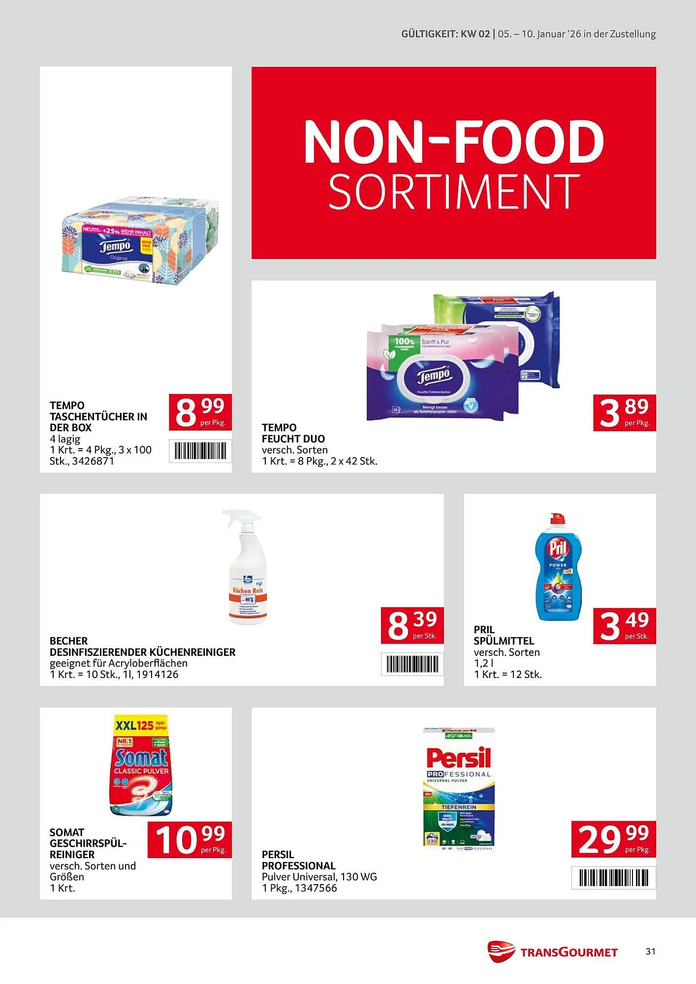 Transgourmet Flugblatt von 5. Jänner bis 10. Jänner 2026 - Flugblätt seite  31