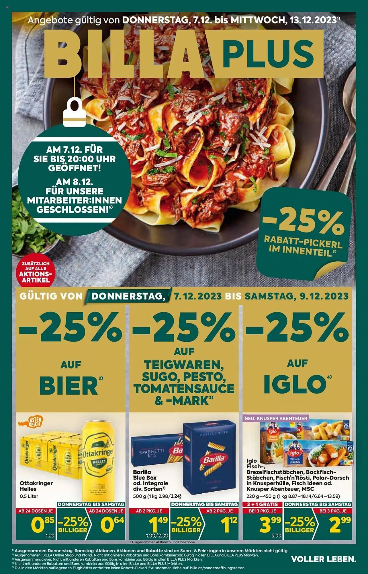 Billa Flugblatt von 7. Dezember bis 13. Dezember 2023 - Flugblätt seite 1