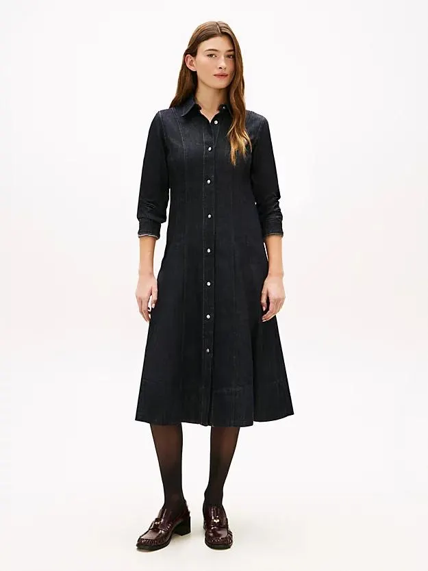 Midi-Hemdkleid aus Denim