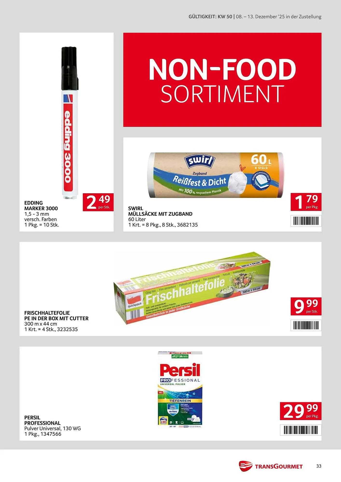 Transgourmet Flugblatt von 8. Dezember bis 13. Dezember 2025 - Flugblätt seite  33
