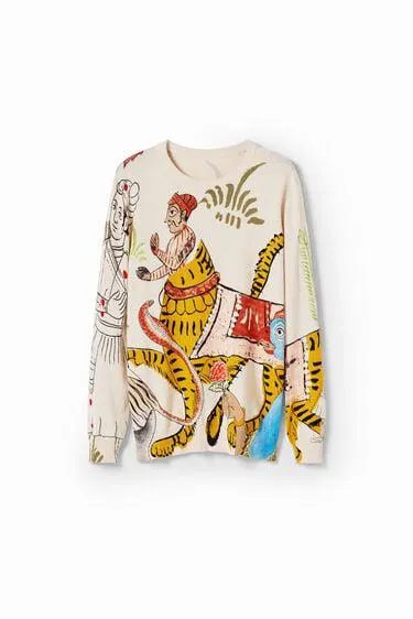 Feinstrickpullover Aufdruck Indien