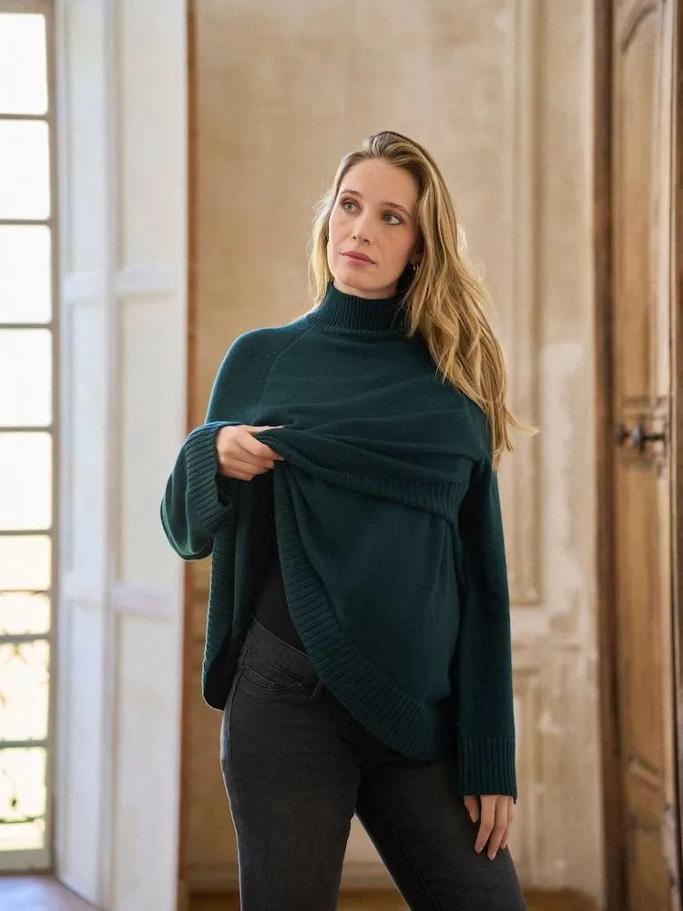 Dunkelgrün - Seraphine Premium-Rollkragenpullover aus Kaschmirmischung, Umstands- & Stillmode