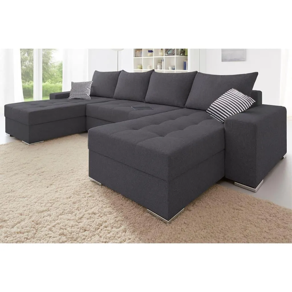COLLECTION AB Wohnlandschaft »Josy XL U-Form, Breite: 313 cm« Bettfunktion, Bettkasten & 2 Zierkissen, Federkern
