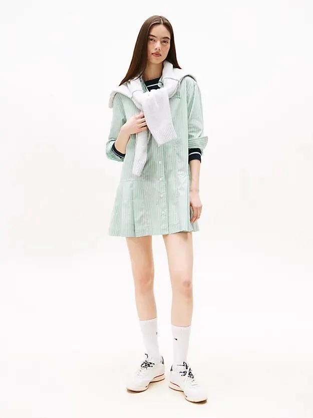 Relaxed Fit Mini-Hemdkleid mit Logo-Stickerei