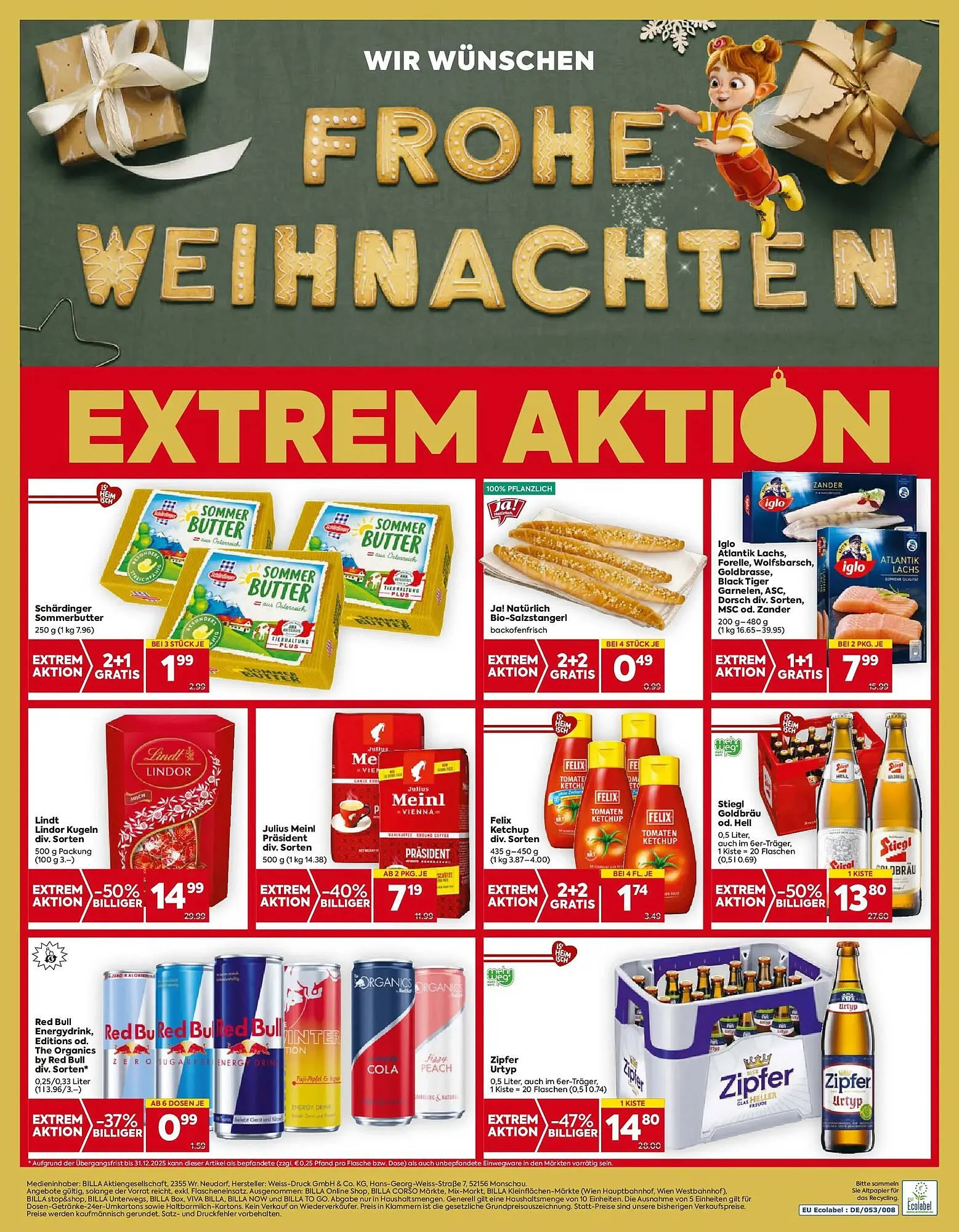 Billa Flugblatt von 18. Dezember bis 24. Dezember 2025 - Flugblätt seite  16