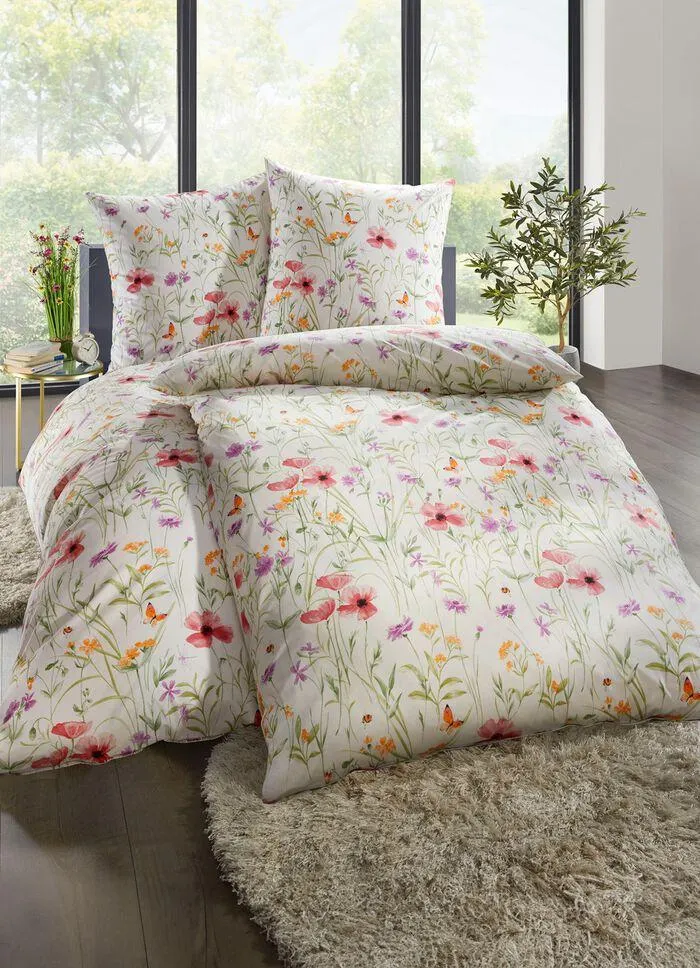 Beidseitig bedruckte Bettwäsche-Garnitur mit Reißverschluss