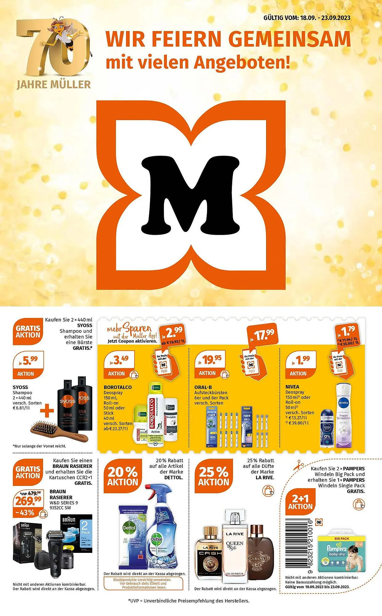 Müller Flugblatt von 18. September bis 23. September 2023 - Flugblätt seite  1