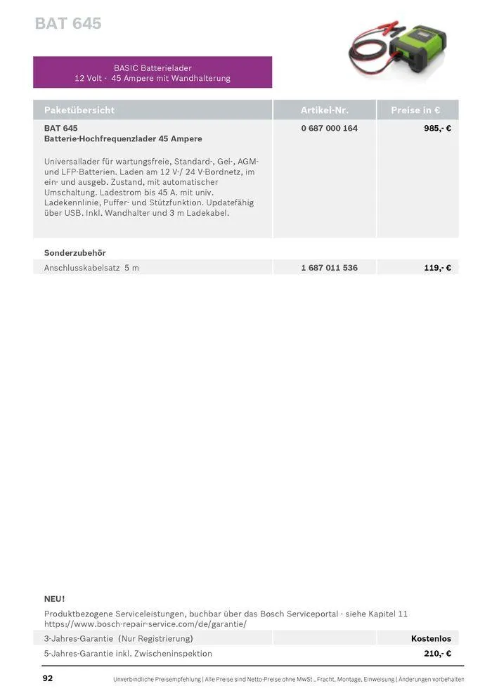 Werkstattausrüstung von Bosch von 21. Mai bis 31. Dezember 2024 - Flugblätt seite  92