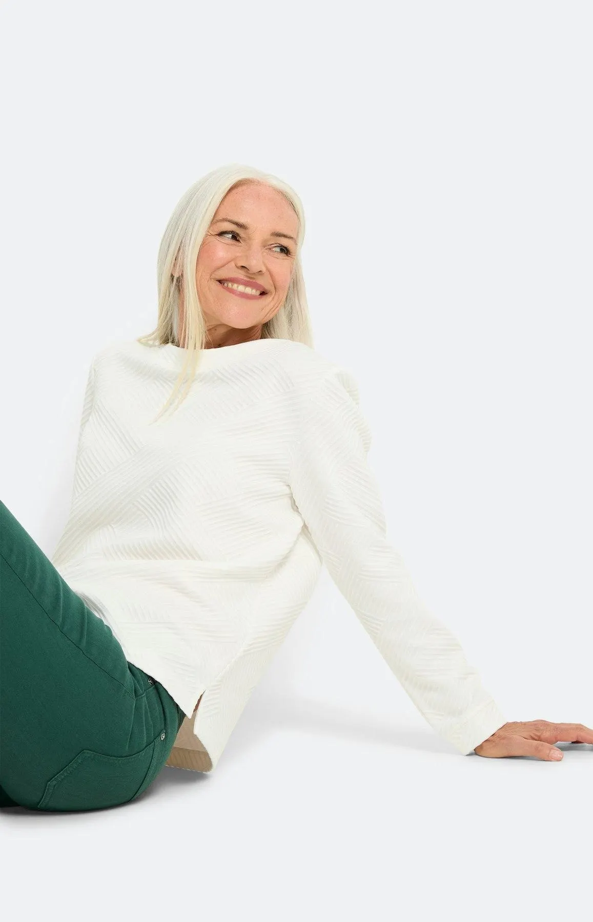 Sweatshirt mit Struktur, weiß