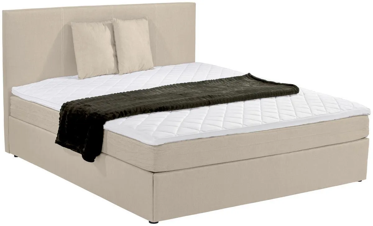 Boxspringbett mit Topper 180x200 cm Carolina Sandfarben