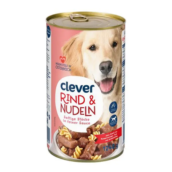 Clever Hund Rind & Nudeln in Sauce