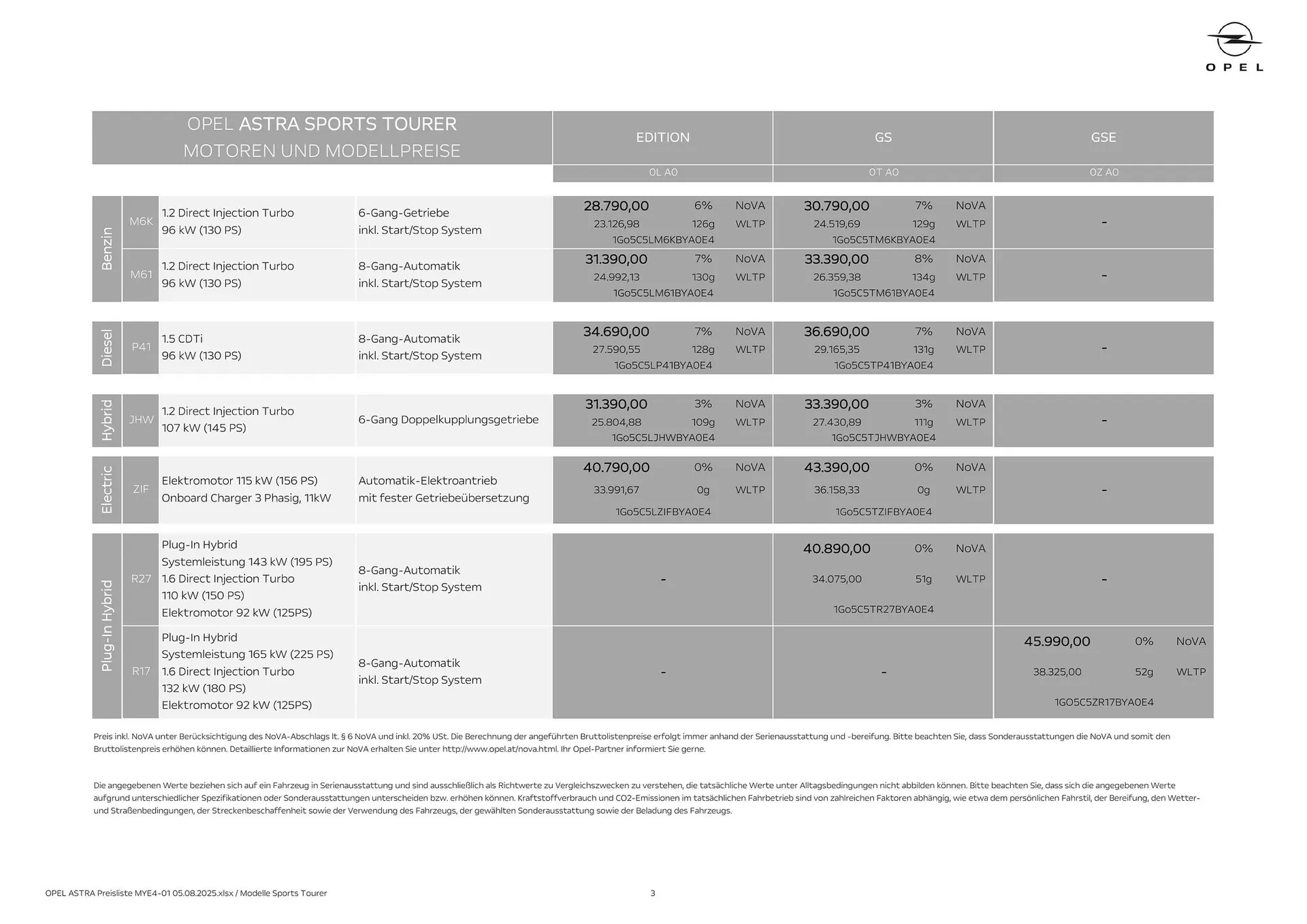 Opel Flugblatt von 18. August bis 18. November 2025 - Flugblätt seite 3