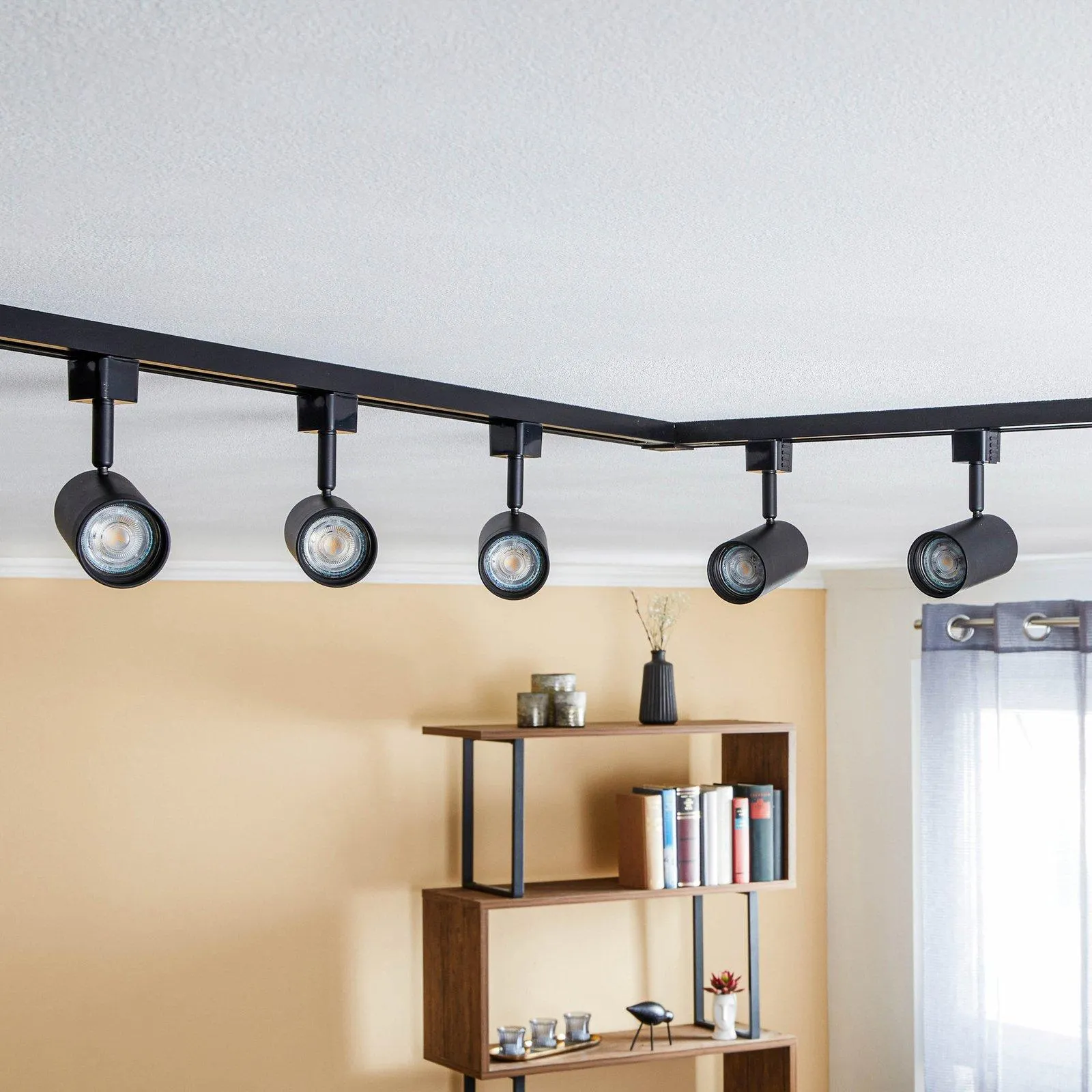 Prios 1-Phasen-Schienensystem Jorell, schwarz, 5-flg., GU10