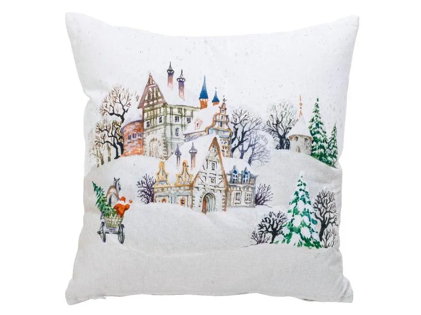 Zierkissen Winterdorf - 45x45 cm