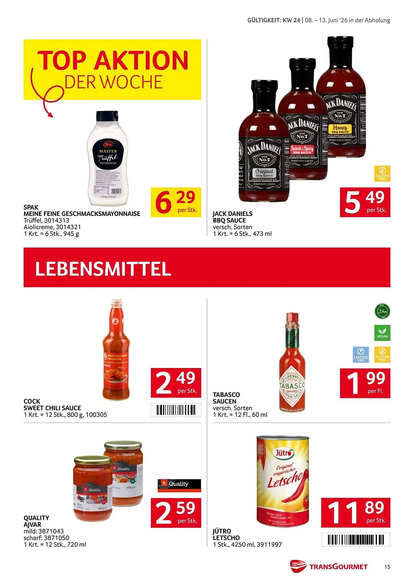 Transgourmet Flugblatt von 8. Juni bis 13. Juni 2026 - Flugblätt seite 15