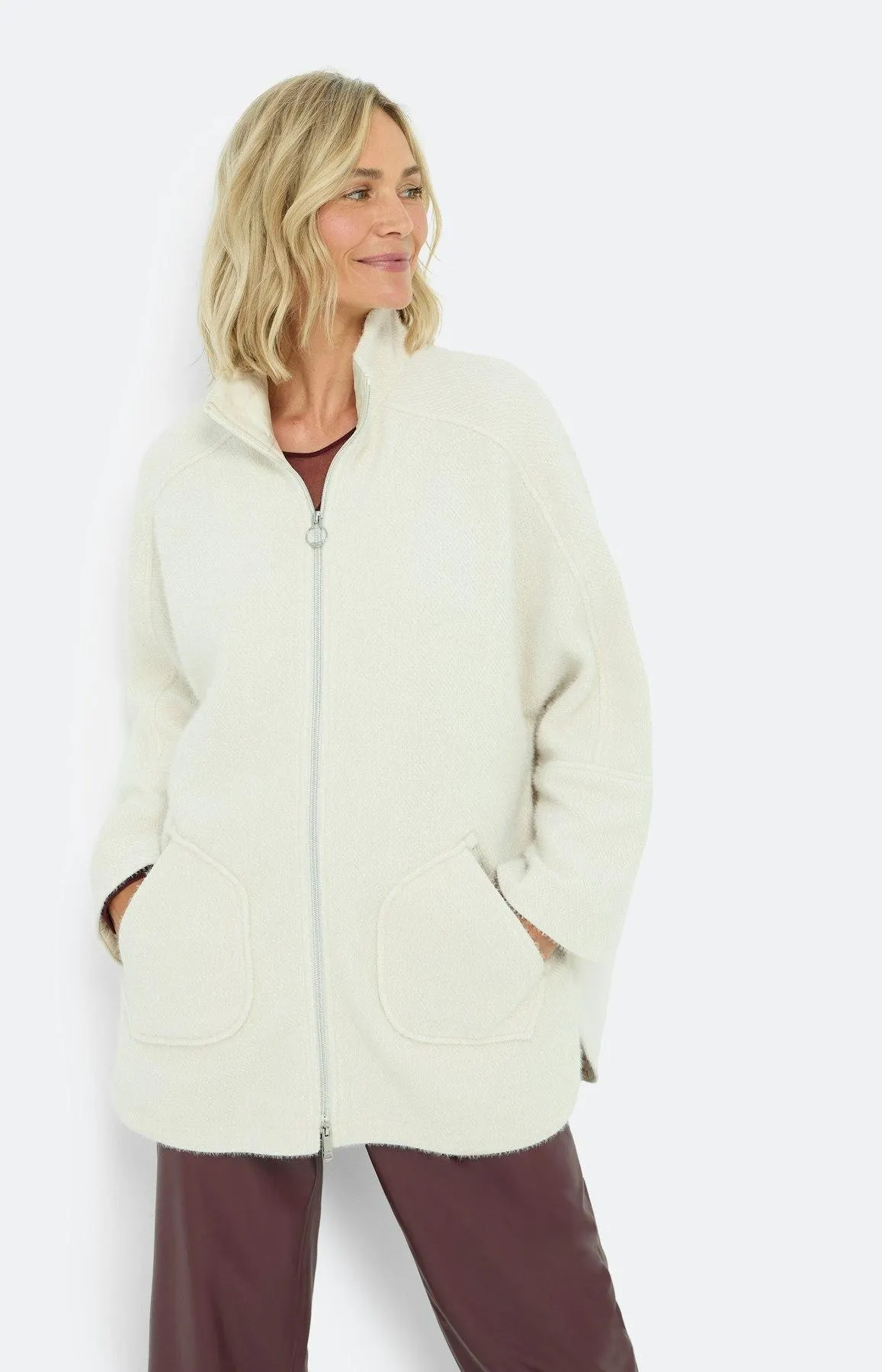 Poncho mit Stehkragen, beige