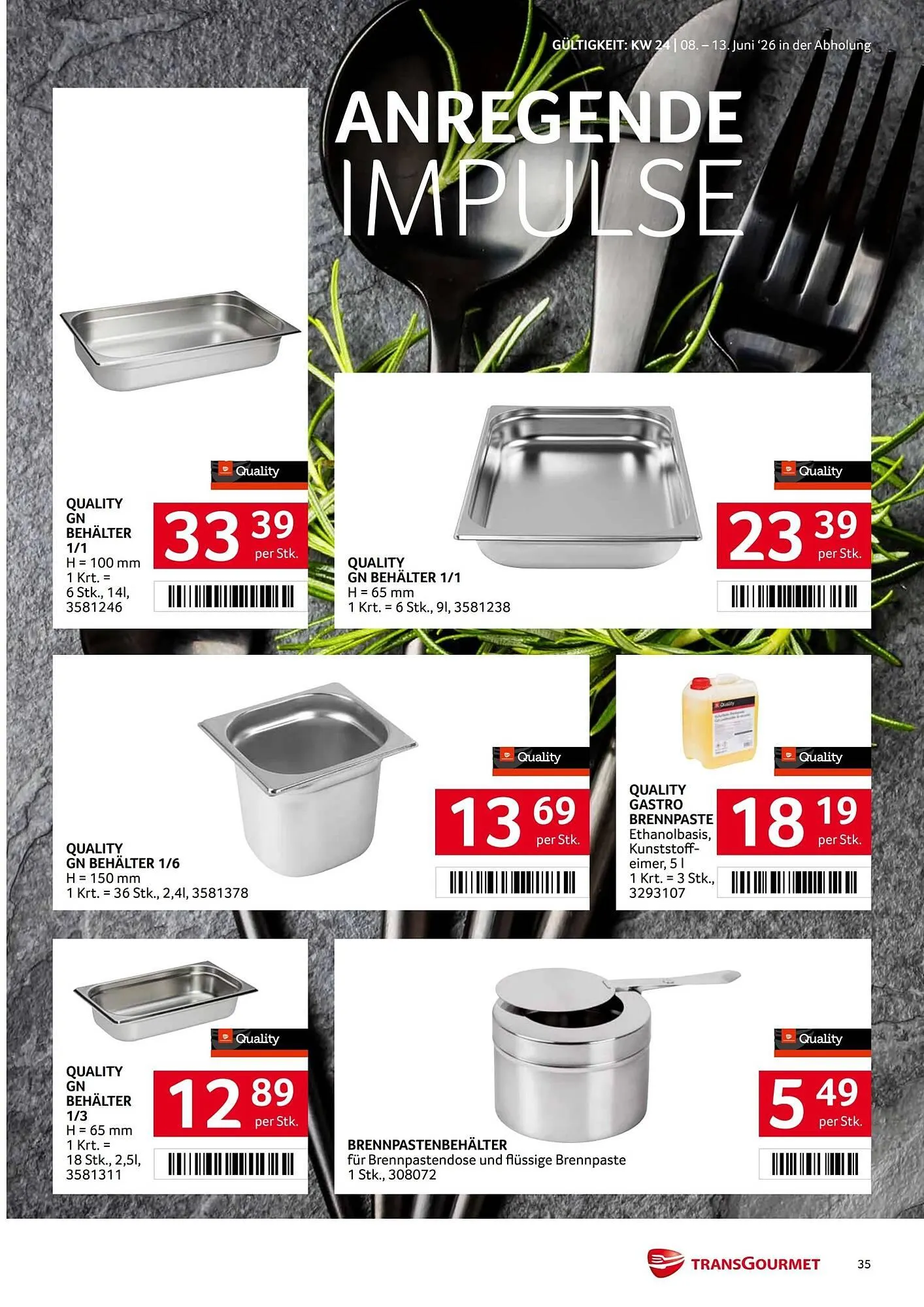 Transgourmet Flugblatt von 8. Juni bis 13. Juni 2026 - Flugblätt seite  35