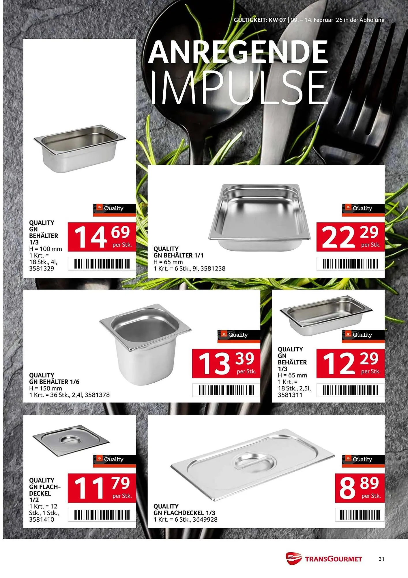 Transgourmet Flugblatt von 9. Februar bis 15. Februar 2026 - Flugblätt seite  31