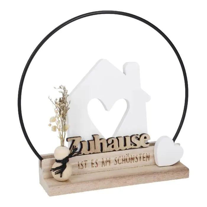Deko-Objekt Haus mit Spruch, Metall-Kreis