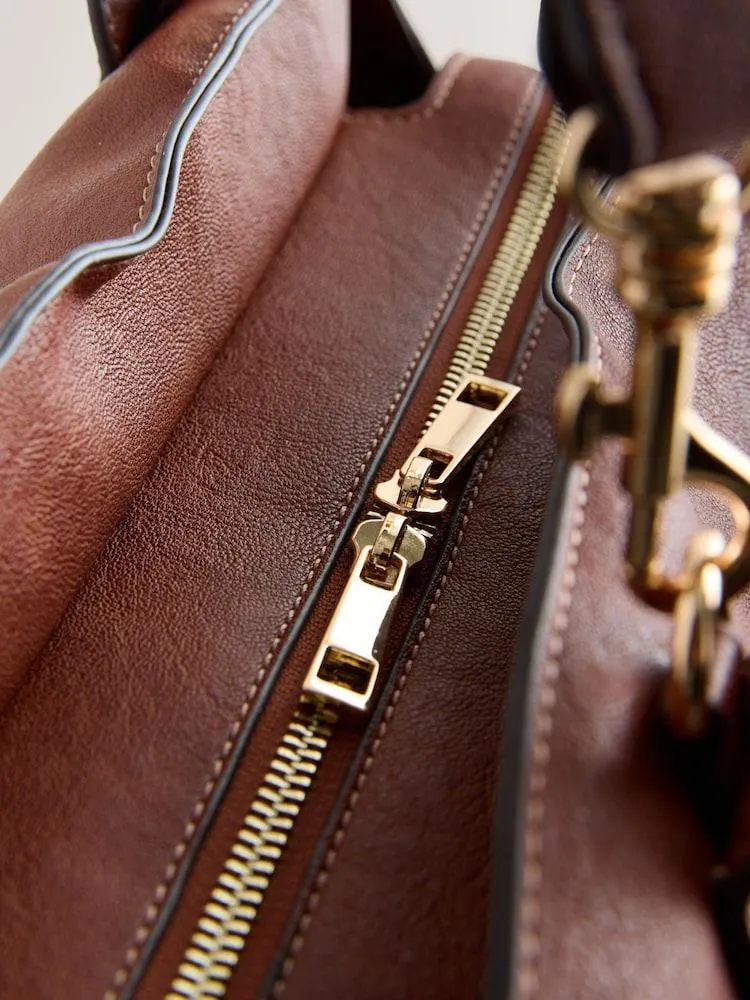 Hellbraun - Große Tragetasche mit Anhängern