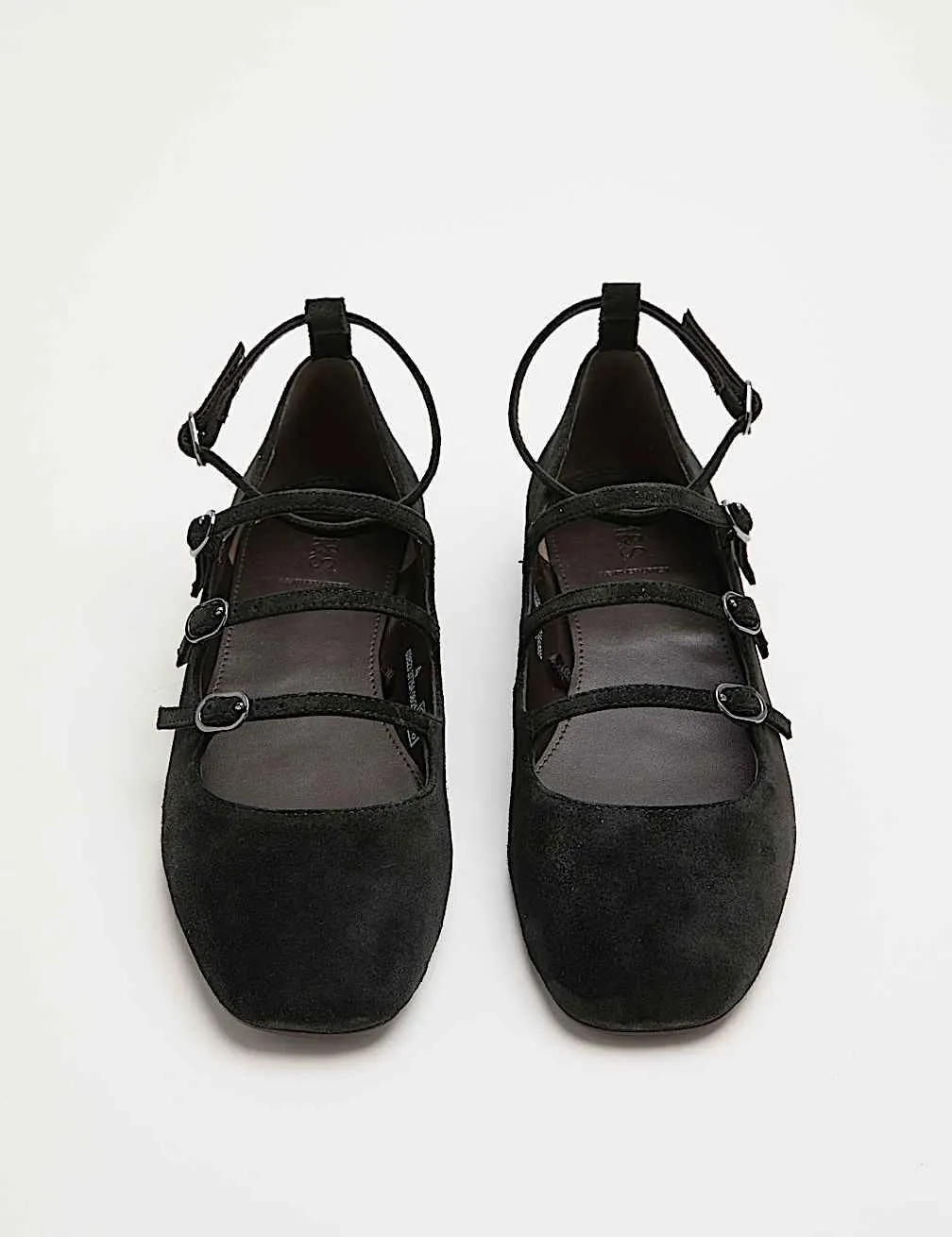 Mary Jane Wildleder-Ballerinas mit Knöchelriemen