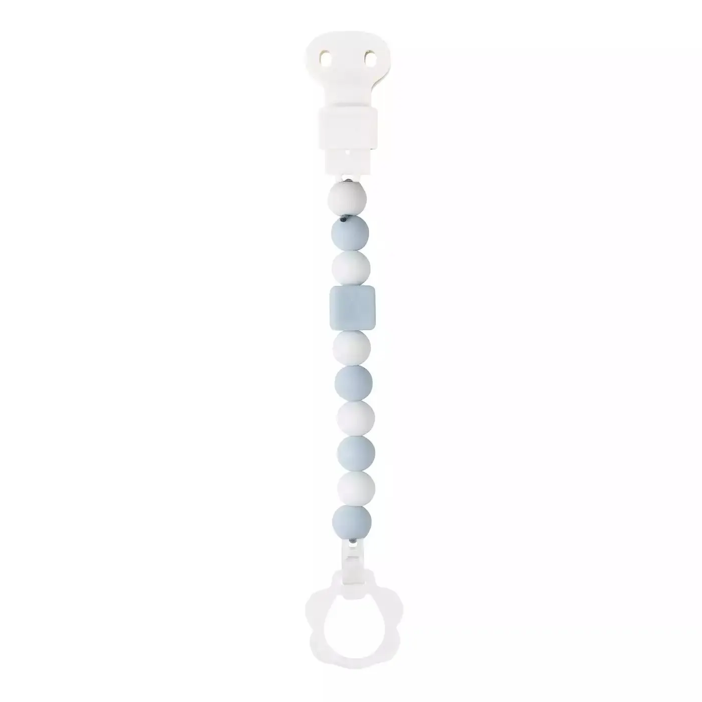 Schnullerkette hellblau-weiß