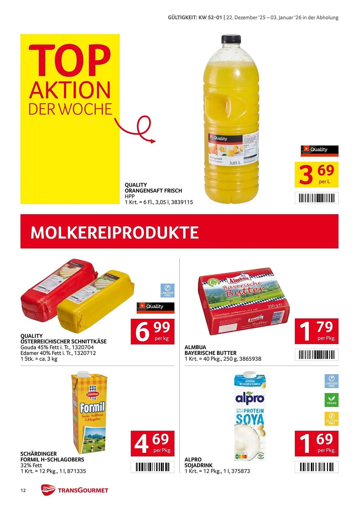 Transgourmet Flugblatt von 22. Dezember bis 4. Jänner 2026 - Flugblätt seite  12