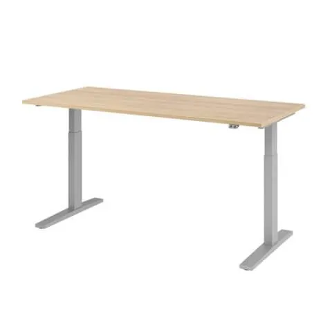 Schreibtisch elektrisch höhenverstellbar Eiche/silber 180x80cm HAMMERBACHER VXMKA19/E/S