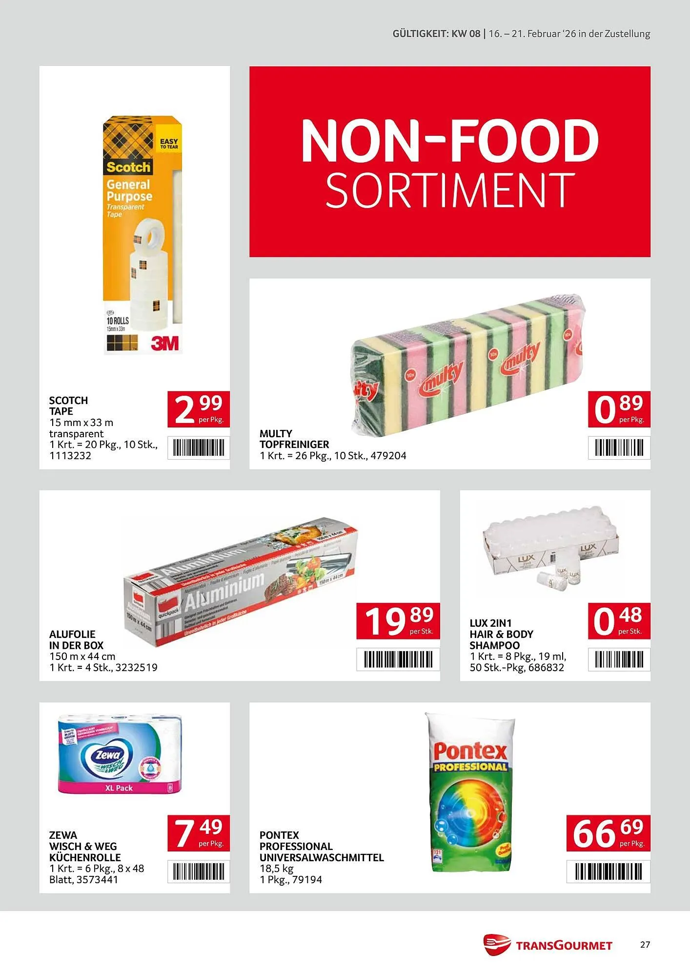 Transgourmet Flugblatt von 16. Februar bis 21. Februar 2026 - Flugblätt seite  27