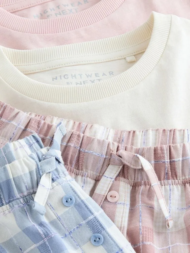 Pink/Blau - Kurze Pyjamas mit gewebter Hose im 2er-Pack (3–16 Jahre)