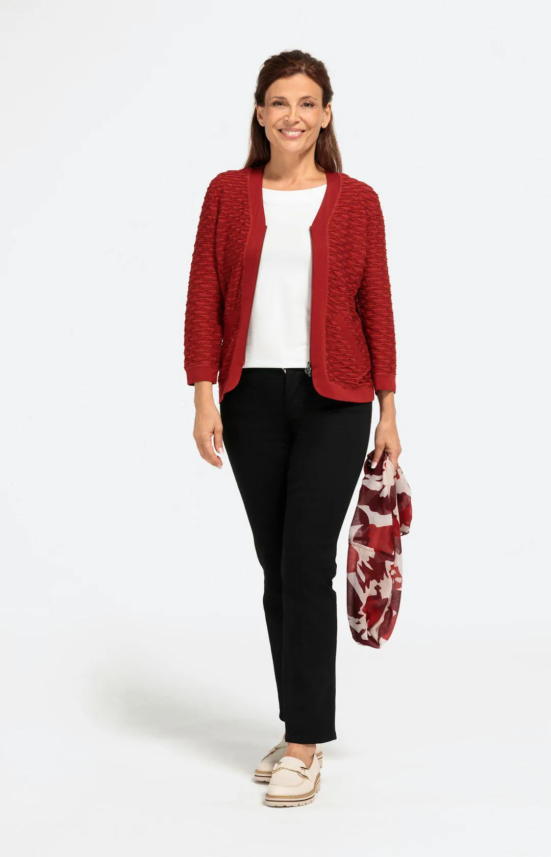 Cardigan mit Reißverschluss und 3/4-Arm