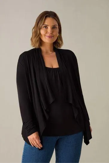 Live Unlimited Curve Jersey-Strickjacke mit Wasserfallausschnitt