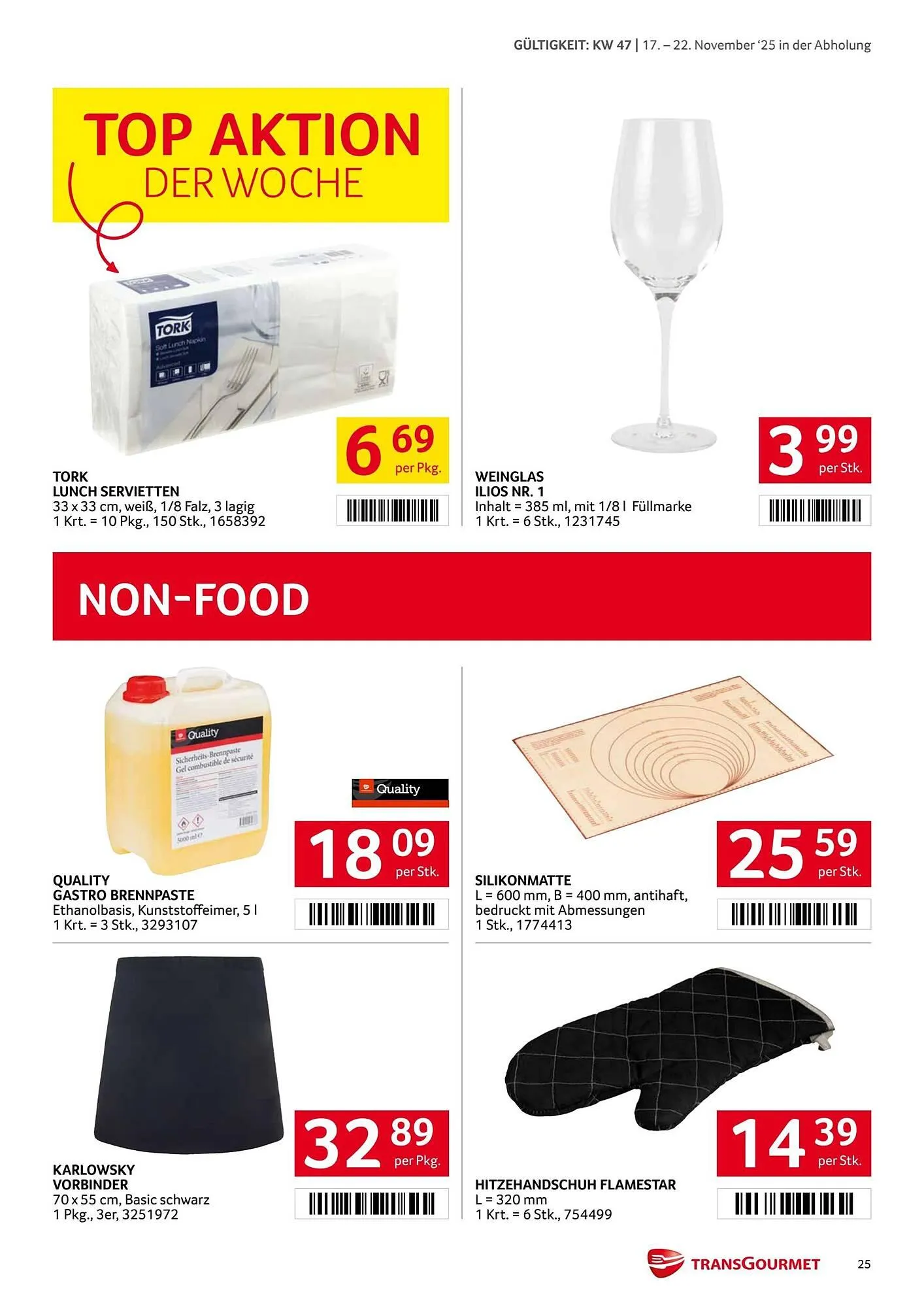 Transgourmet Flugblatt von 17. November bis 23. November 2025 - Flugblätt seite 25