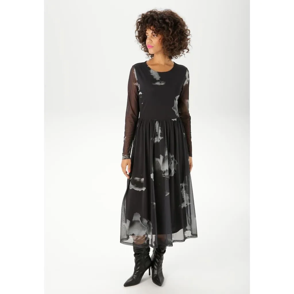 Aniston CASUAL Midikleid mit großflächigen Batik-Blüten bedruckt