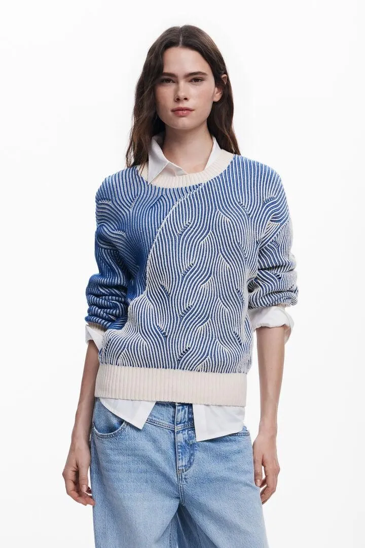 Zweifarbiger Strickpullover