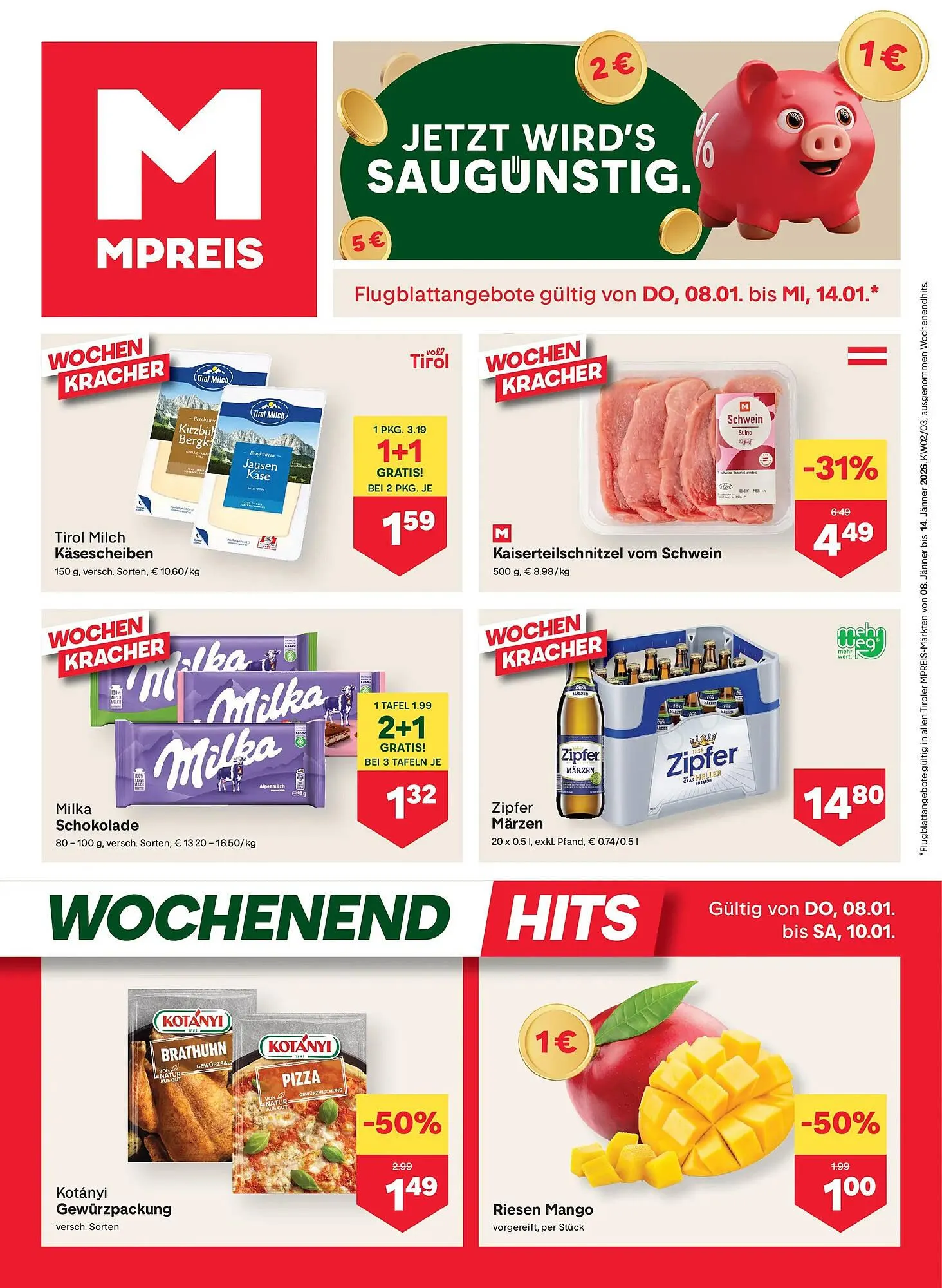 MPreis Flugblatt von 8. Jänner bis 14. Jänner 2026 - Flugblätt seite 1
