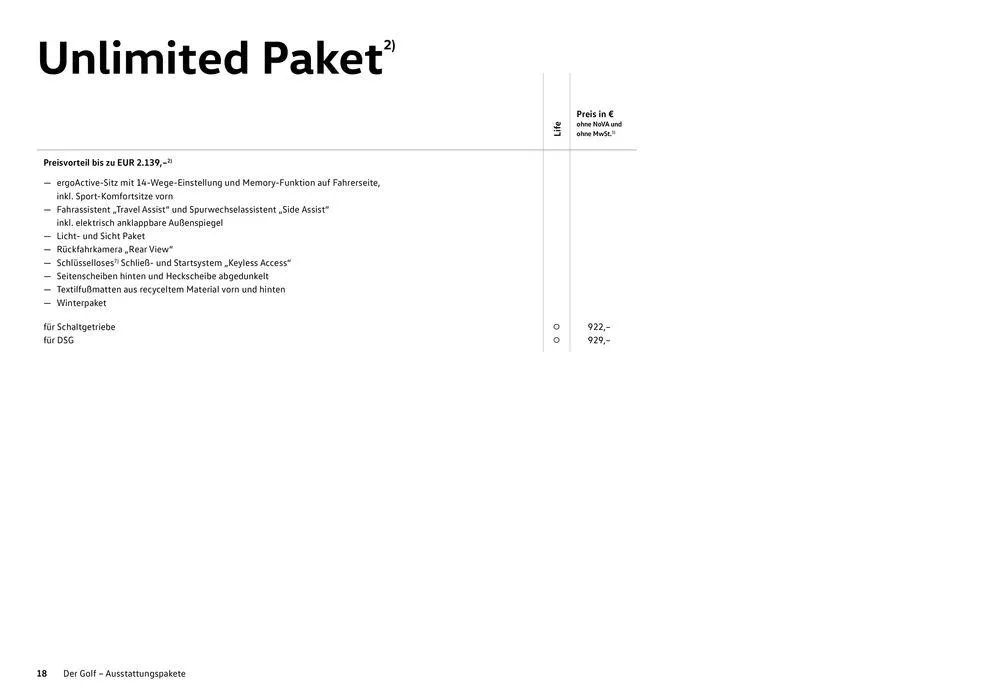 Volkswagen GOLF von 16. Februar bis 16. Februar 2025 - Flugblätt seite  18