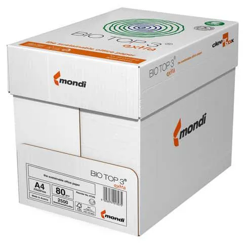 Kopierpapier TCF A4 80g weiß CleverBox MONDI BIO TOP 3 extra