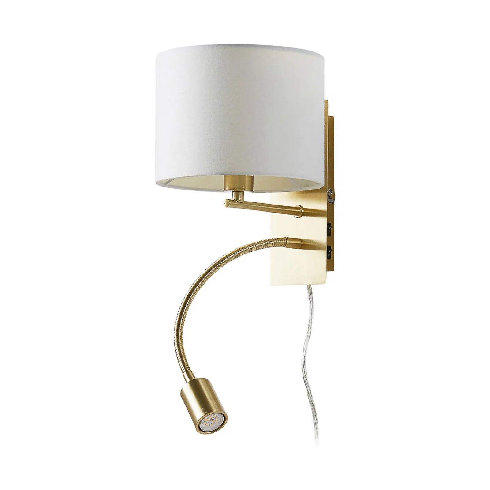 Messingfarbene Wandlampe Florens m LED-Leseleuchte