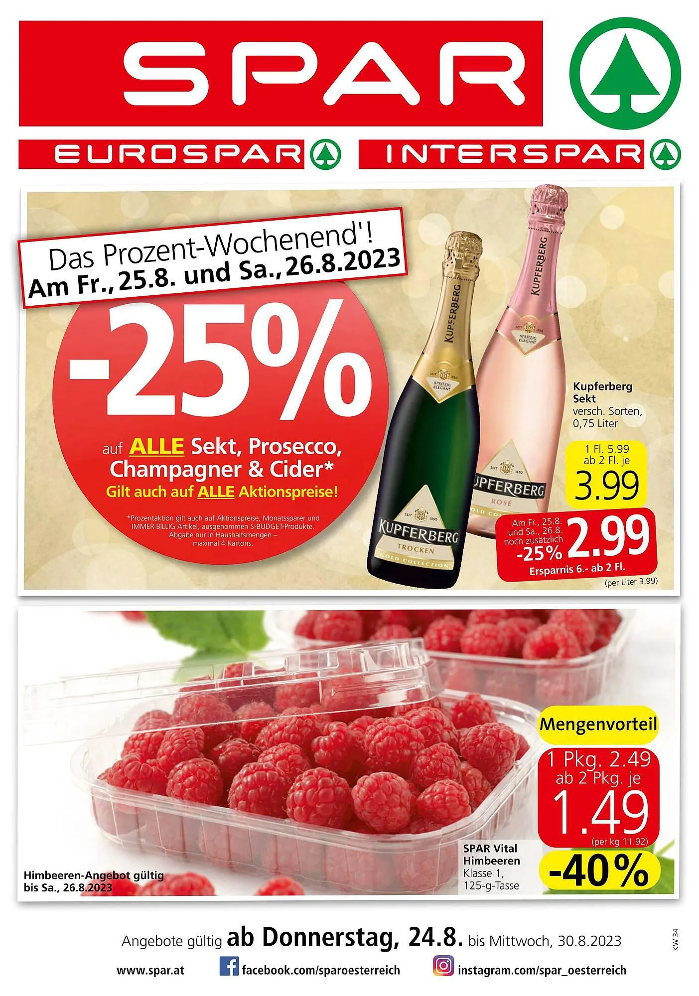 Spar Flugblatt von 24. August bis 30. August 2023 - Flugblätt seite  1