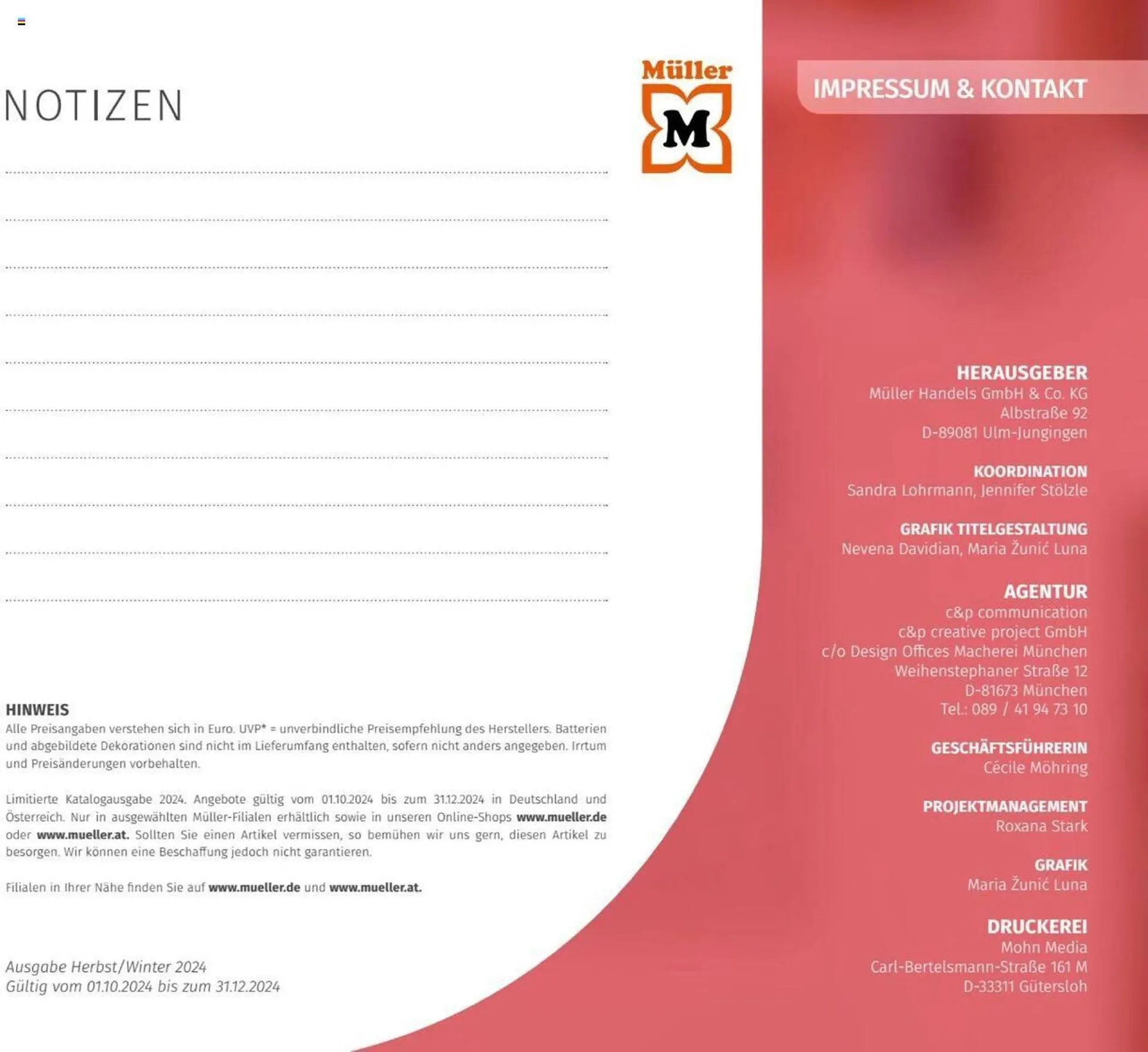 Müller Flugblatt von 1. Oktober bis 31. Dezember 2024 - Flugblätt seite  123