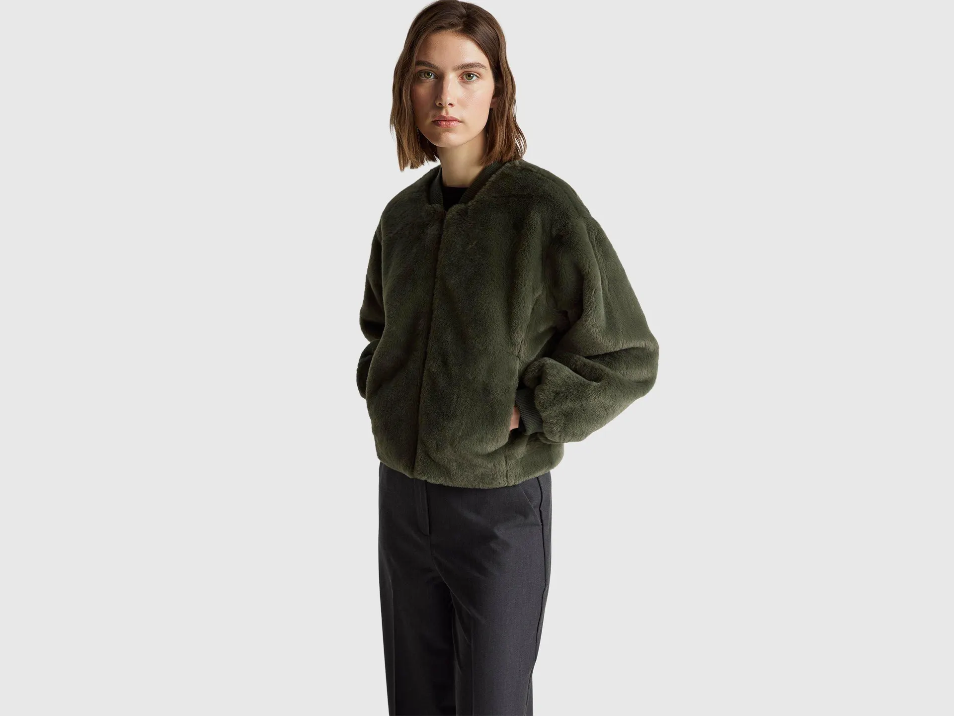 Bomberjacke aus Kunstpelz