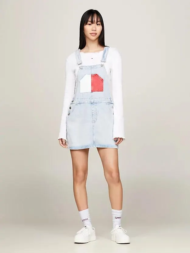 Archive Denim-Latzkleid mit Color Block